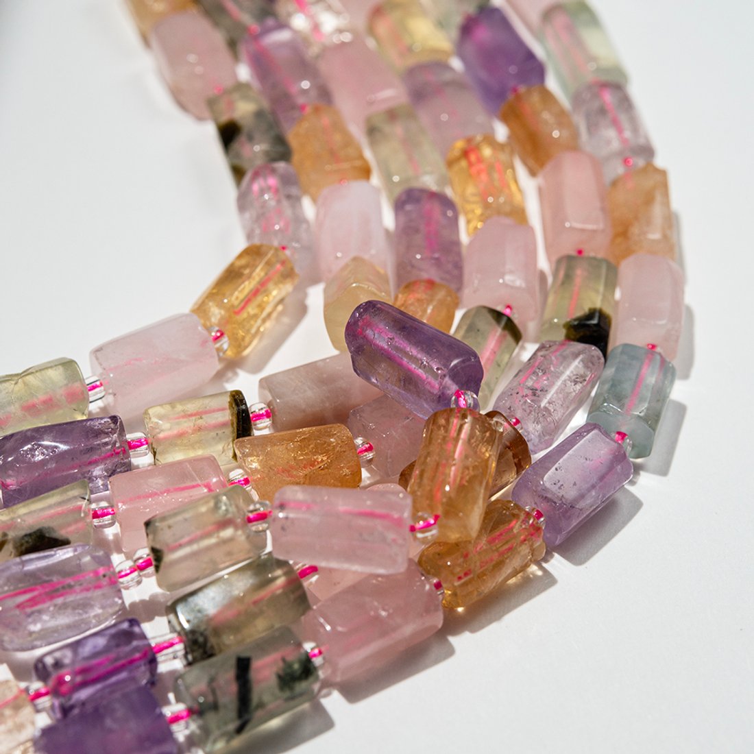 Микс натуральных камней "Пробуждение", бочонки с гранями, 10-14*6,5-8мм