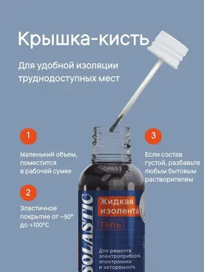 Изолента ЖИДКАЯ ИЗОЛЕНТА крышка-кисть 30 мл, черный