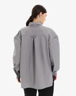 Рубашка Borozna c вышивкой ниточка серая