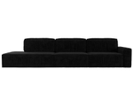 Диван прямой Прага Модерн Лонг подлокотник справа, Черный, Велюр, 121744