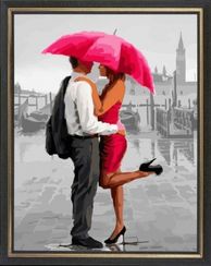 Двое под зонтом - картина со стразами