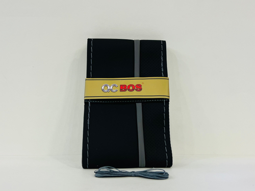 Оплетка на руль со шнуровкой, искусственная кожа, размер "М" 37-39 см., Рулевой Комфорт, № 3066, серый (1 шт.)