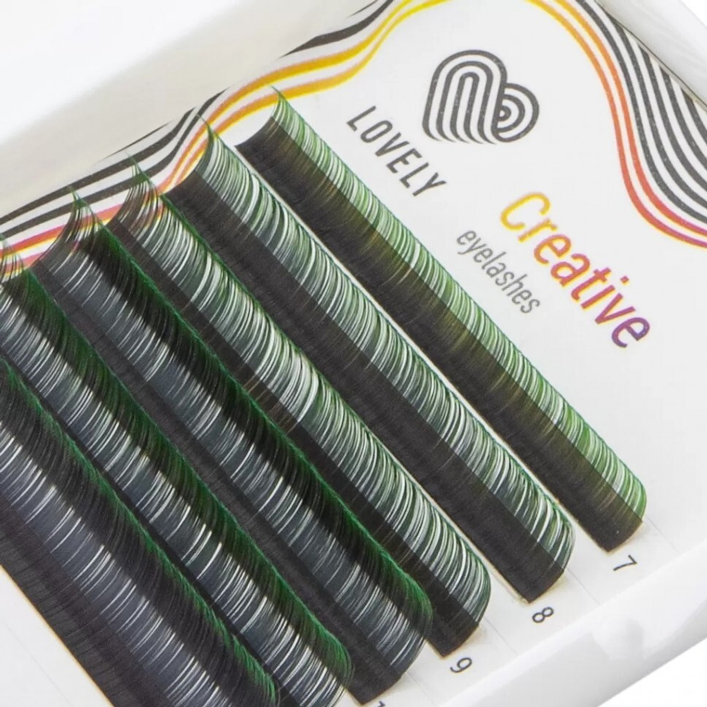 Двухтоновые (омбре) зеленые Lovely MINI - 6 линий MIX