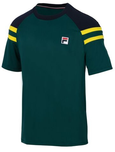 Мужская теннисная футболка Fila T-Shirt Frankie - deep teal/fila navy/buttercup