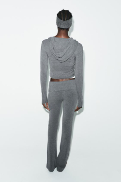 ZARA БЕСШОВНЫЕ БРЮКИ FLARE, СЕРЫЙ МЕЛАНЖ