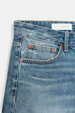 ZARA ДЖИНСОВЫЕ ШОРТЫ TRF СО СРЕДНЕЙ ПОСАДКОЙ, СИНИЙ