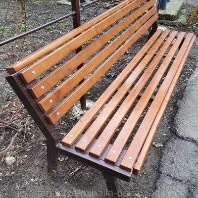 Скамейка уличная парковая на металлокаркасе (200х50х60 см) со спинкой