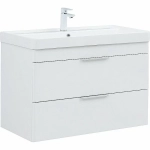 Тумба подвесная с раковиной Aquanet Ирис New 90 336311+329250 белая глянцевая