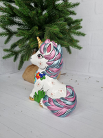 Единорог Радужный фарфоровая игрушка под ёлку