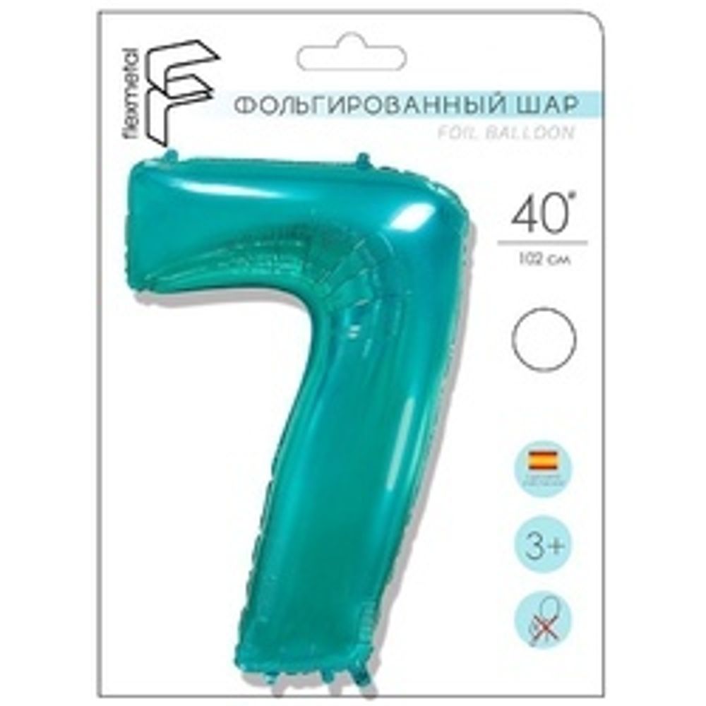 Шар (40"/102 см) Цифра "7" Тиффани в упаковке / Seven