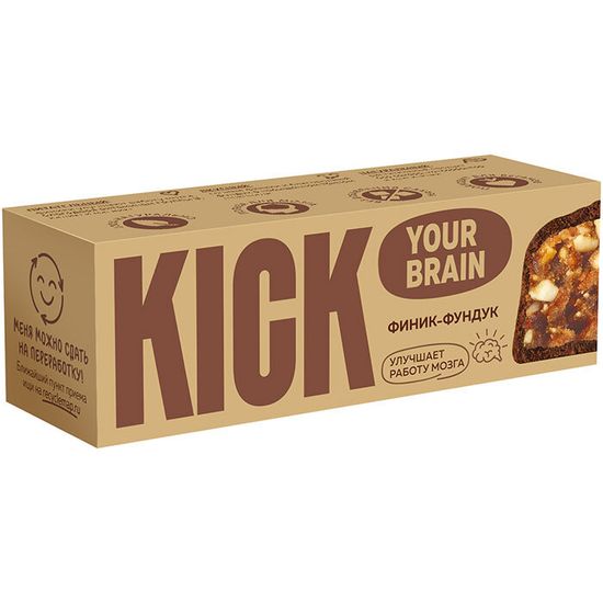 Батончик финиковый с фундуком в темном шоколаде KICK 45 г/10 шт