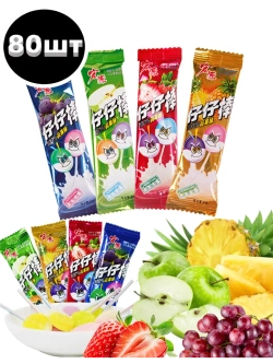 Фруктовое ассорти леденцов на палочке, 80 штук
