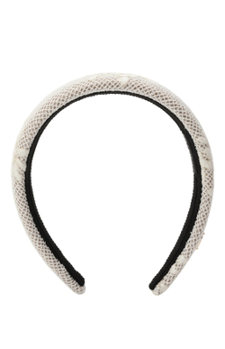 Ободок объемный бежевый с гипюром