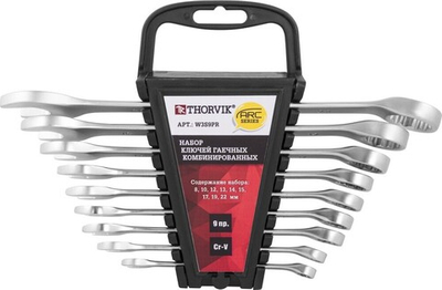 W3S9PR Набор ключей гаечных комбинированных серии ARC на держателе, 8-22 мм, 9 предметов