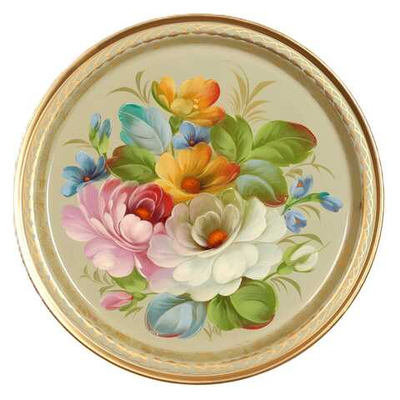 Жостовский поднос декоративный, размер 22 см (A5), металлический