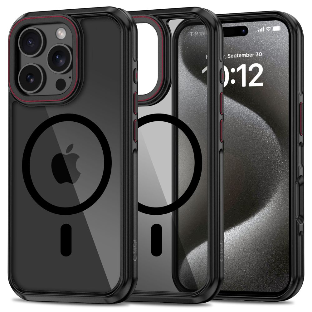 Чехол TECH-PROTECT MAGHYBRID Magsafe iPhone 16 PRO MAX BLACK/RED