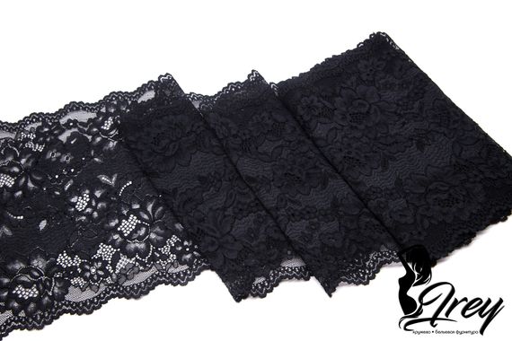 03-208 Кружево эластичное 22 см, черный 170