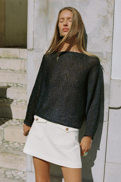 ZARA ЮБКА-ШОРТЫ ИЗ ТКАНИ В СЕЛЬСКОМ СТИЛЕ, ЭКРЮ