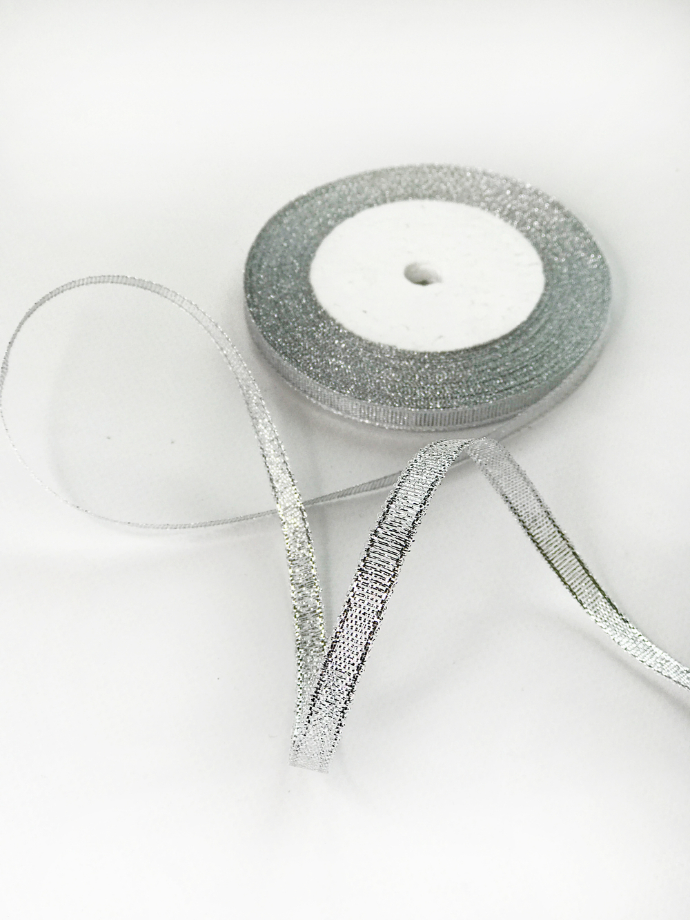 Лента парча 6 мм (25 ярд)  цвет серебро