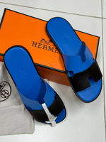 Шлёпанцы черно-синие Hermes