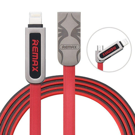 Кабель USB - 2 в 1 для [iPhone + MicroUSB] Remax RC-067t (плоский) Красный