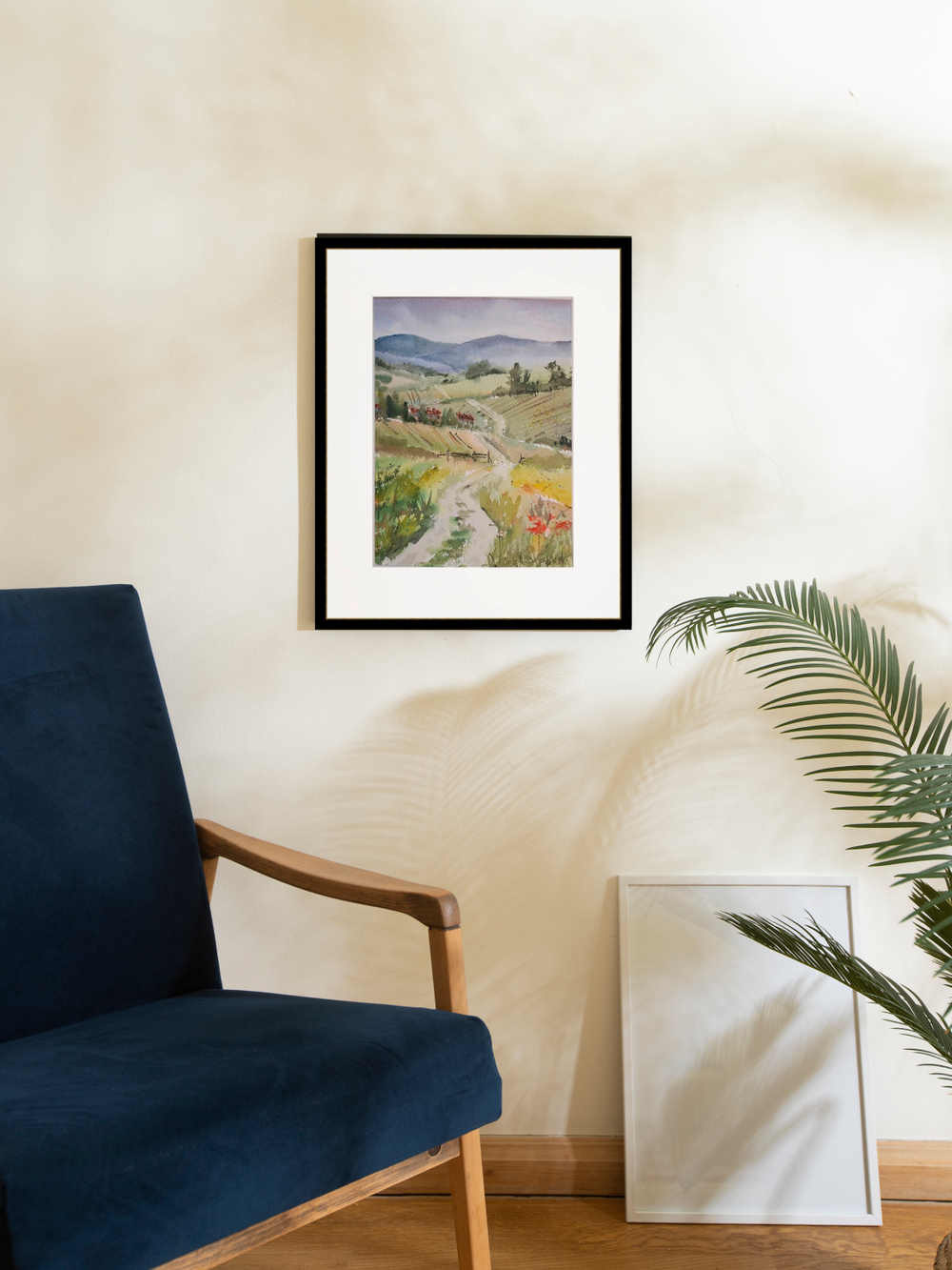 Картина авторская акварельная в паспарту 30х40 см на стену для интерьера "Просторы"