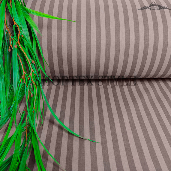 Поплин-страйп, цв.Коричневый | ш.220 см | 115 г/м² | хлопок-100%