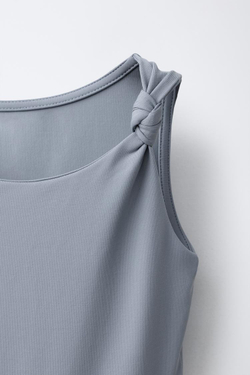 ZARA БОДИ ИЗ ПОЛИАМИДА С УЗЛОМ, СИНИЙ