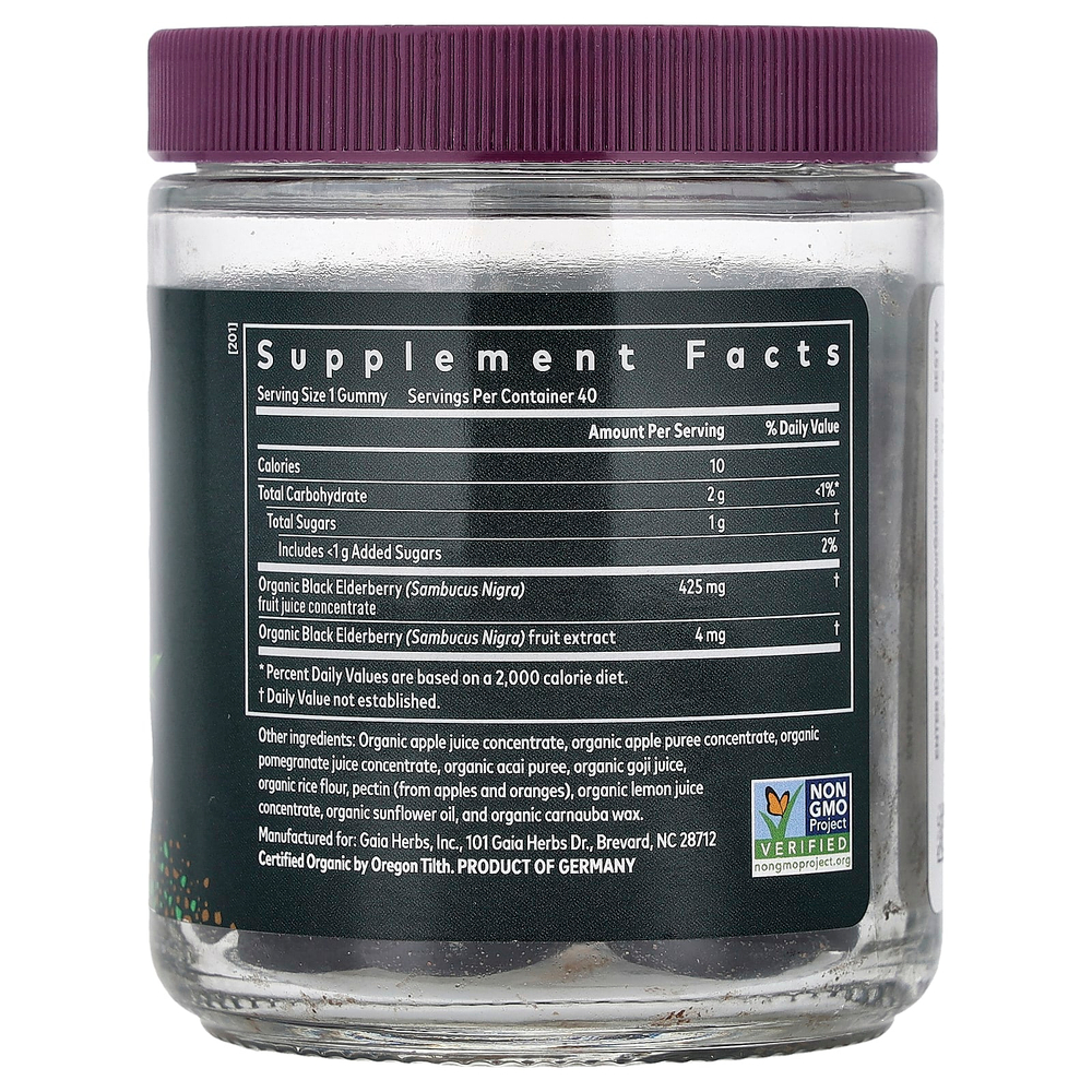 Gaia Herbs, Kids Daily, жевательные таблетки с черной бузиной, со вкусом бузины, 40 жевательных таблеток