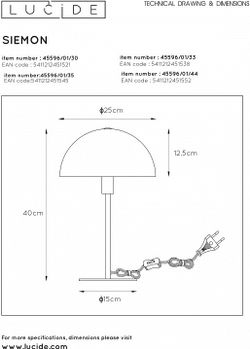 Настольная лампа декоративная Lucide Siemon 45596/01/30