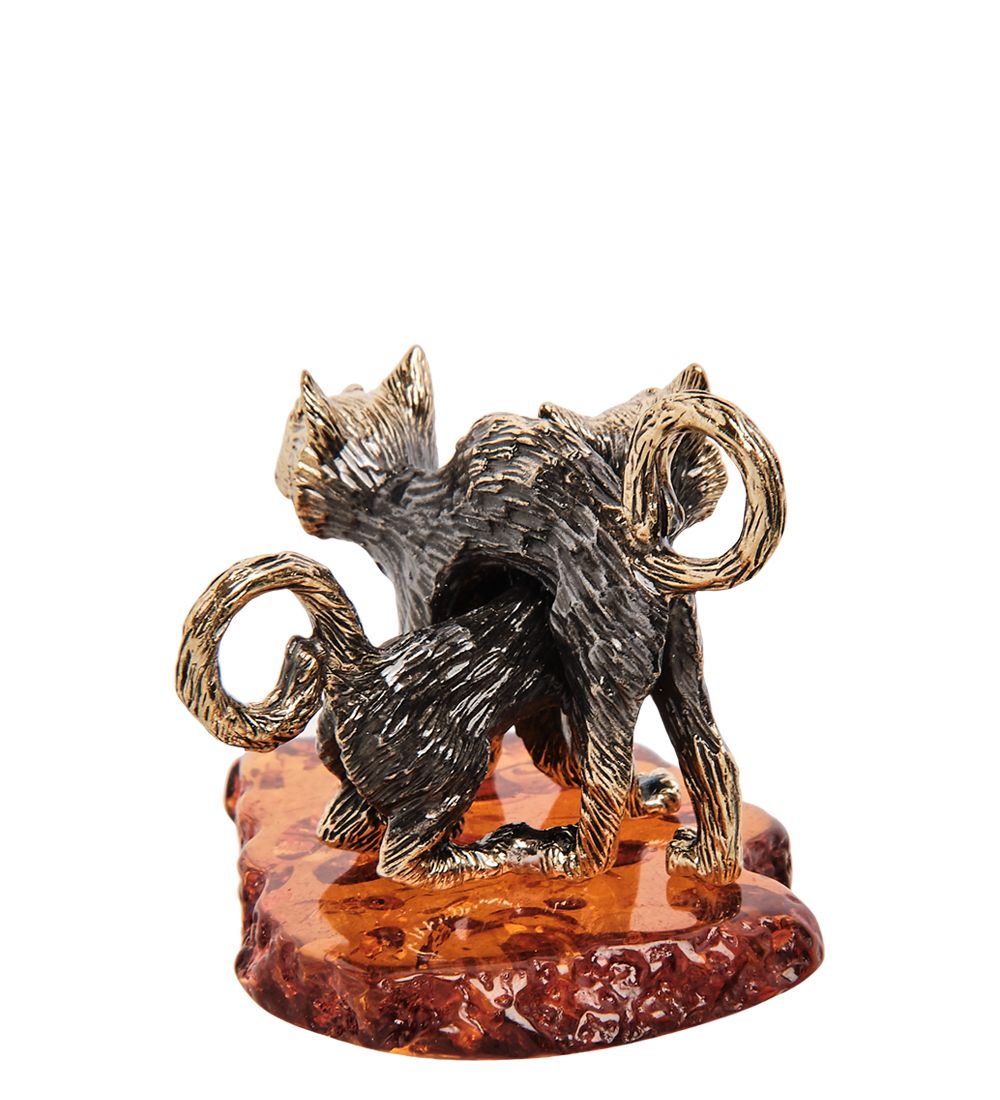 Народные промыслы AM-3107 Фигурка «Коты парочка Твикс» (латунь, янтарь)