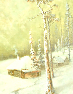 Саврасов Алексей Кондратьевич. Зимний пейзаж с избушкой. Холст, масло. Конец XIX века