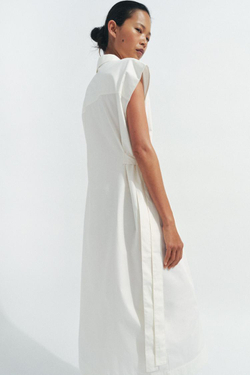 ZARA ПЛАТЬЕ-РУБАШКА С ЗАВЯЗКАМИ — ZW COLLECTION, БЕЛЫЙ