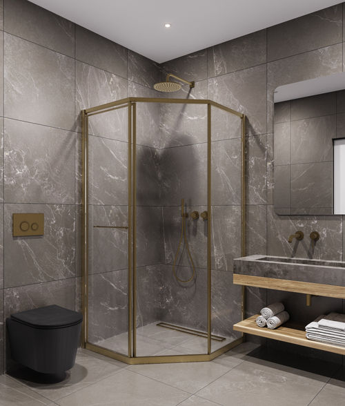 Timo Душевой угол TTSS-100/17C-8L, раздвиж 1000*1000*2000, проф мат золото, стекло проз 8 мм