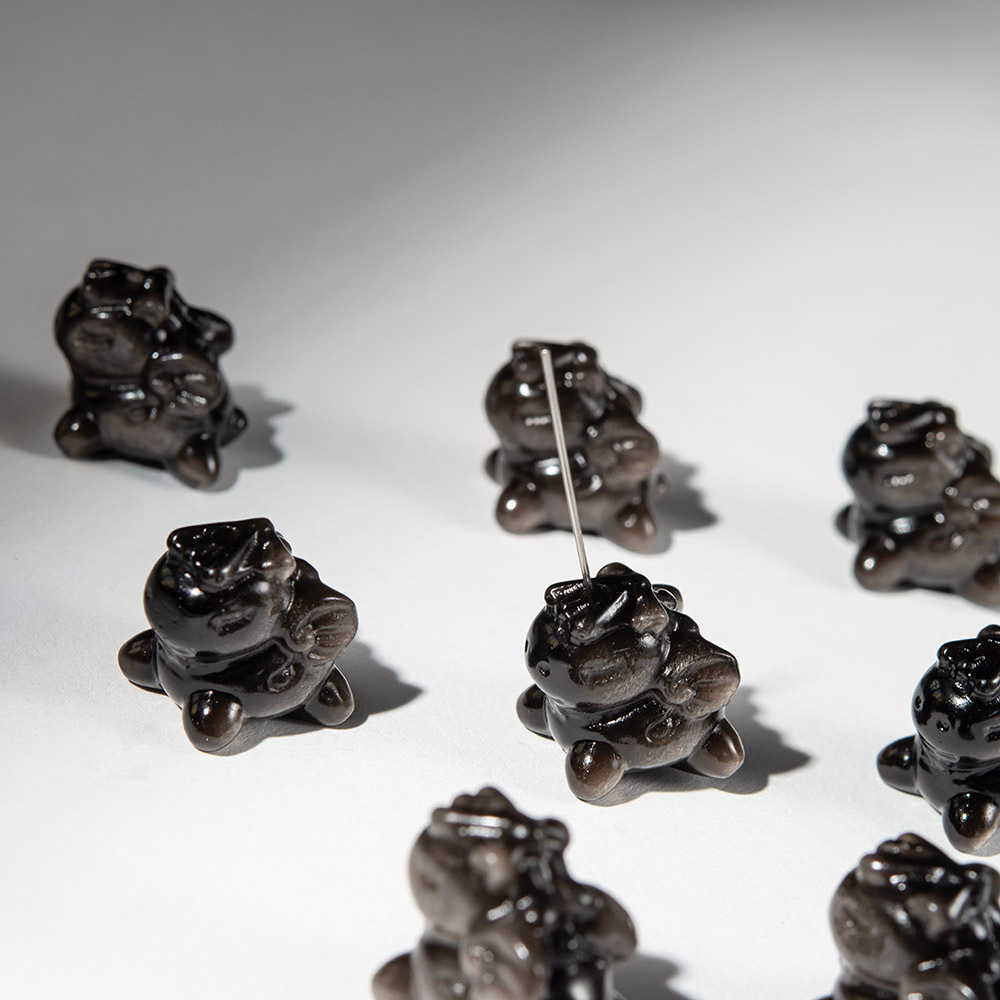 Пегас из натурального серебристого обсидиана, 17*19мм