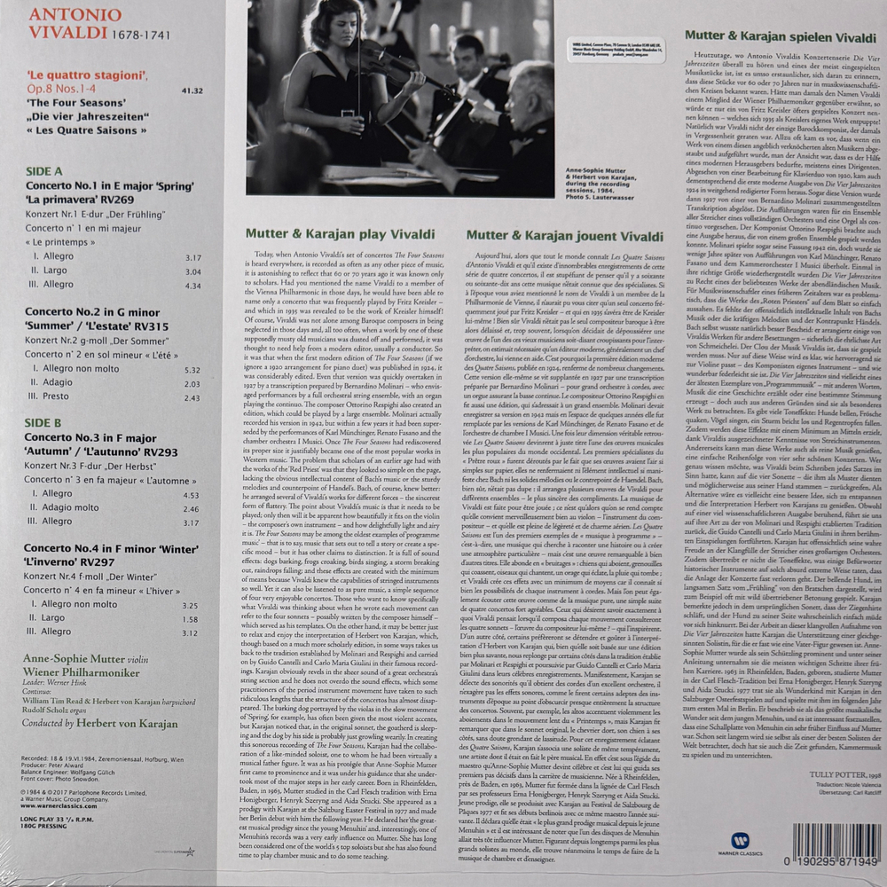 Виниловая пластинка Вивальди - Времена года LP