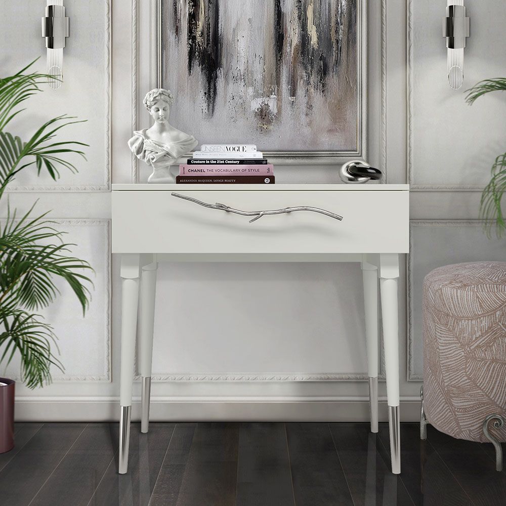 Консоль Арт Колор matte Стайл Сильвер Белый опал матовый