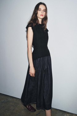 ZARA КОМБИНИРОВАННОЕ ПЛАТЬЕ МИДИ ZW COLLECTION, СИНИЙ