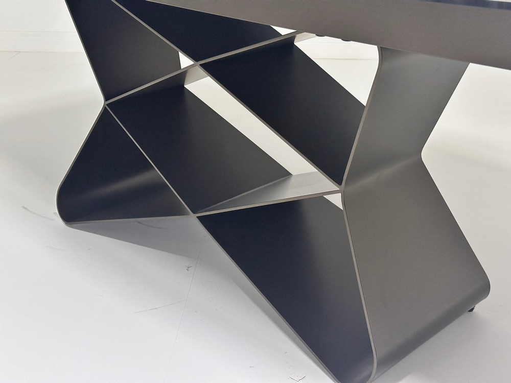 Стол ABSALON 180 ICE AGATE, керамика, стекло / Шоколадное золото каркас, ®DISAUR