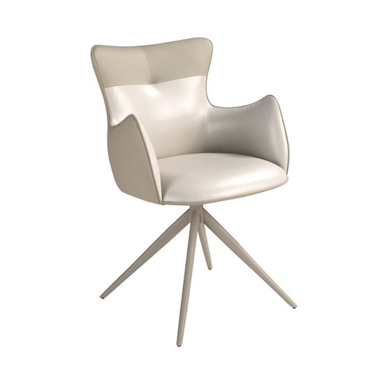 Поворотное кресло 4203 из экокожи кремового и серо-бежевого цвета