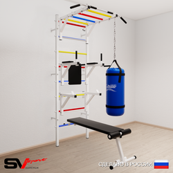 Шведская стенка Sv Sport 5262 (Турник рукоход/Брусья/Стойка/Скамья/Цепь/Мешок 22кг)