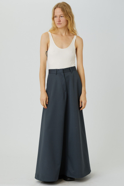 Юбка макси из серо-голубой шерсти