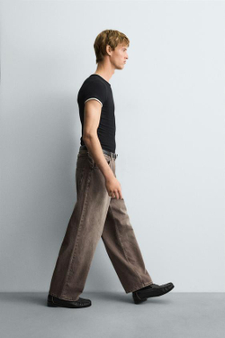 ZARA ДЖИНСЫ BAGGY FIT, КОРИЧНЕВЫЙ