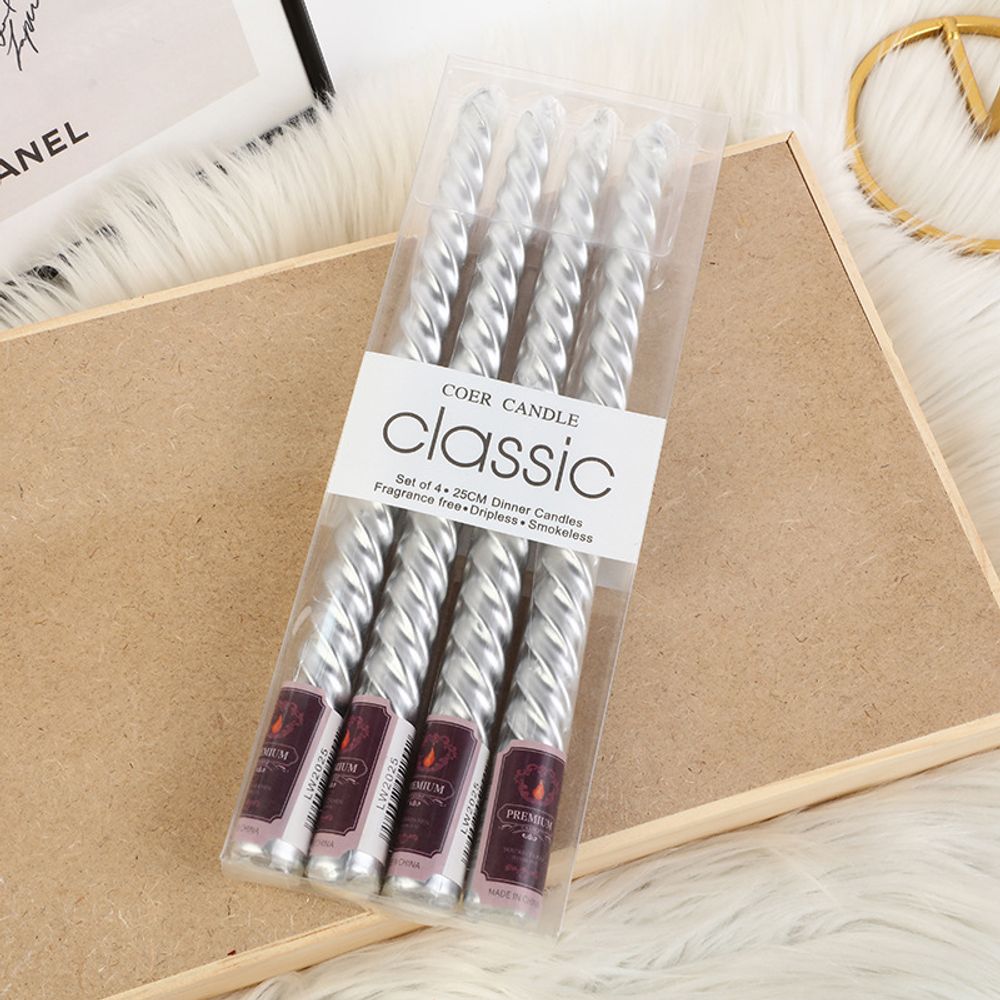 Декоративные свечи &quot;Classic&quot;, серебряные