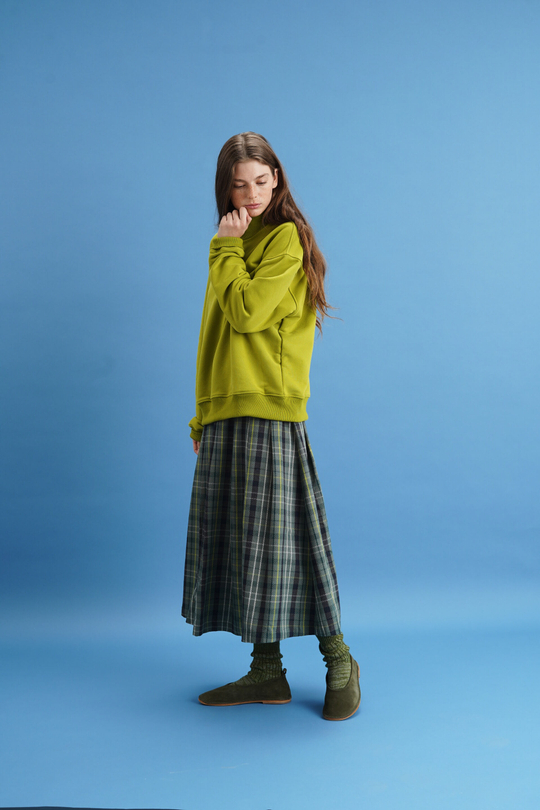 Юбка-колокол, сине-зеленая клетка