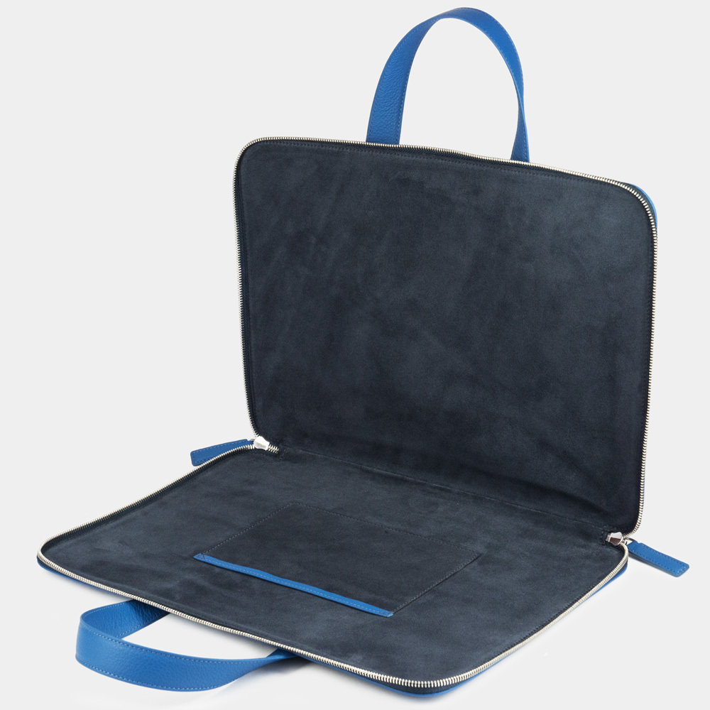 Сумка для MacBook Pro 16 - 17 с карманами из кожи теленка, цвета синий королевский