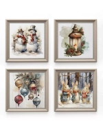 Картины на стену интерьерные на холсте 4 шт, 23*23 см