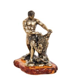 Народные промыслы AM-2208 Фигурка «Самсон» (латунь, янтарь)