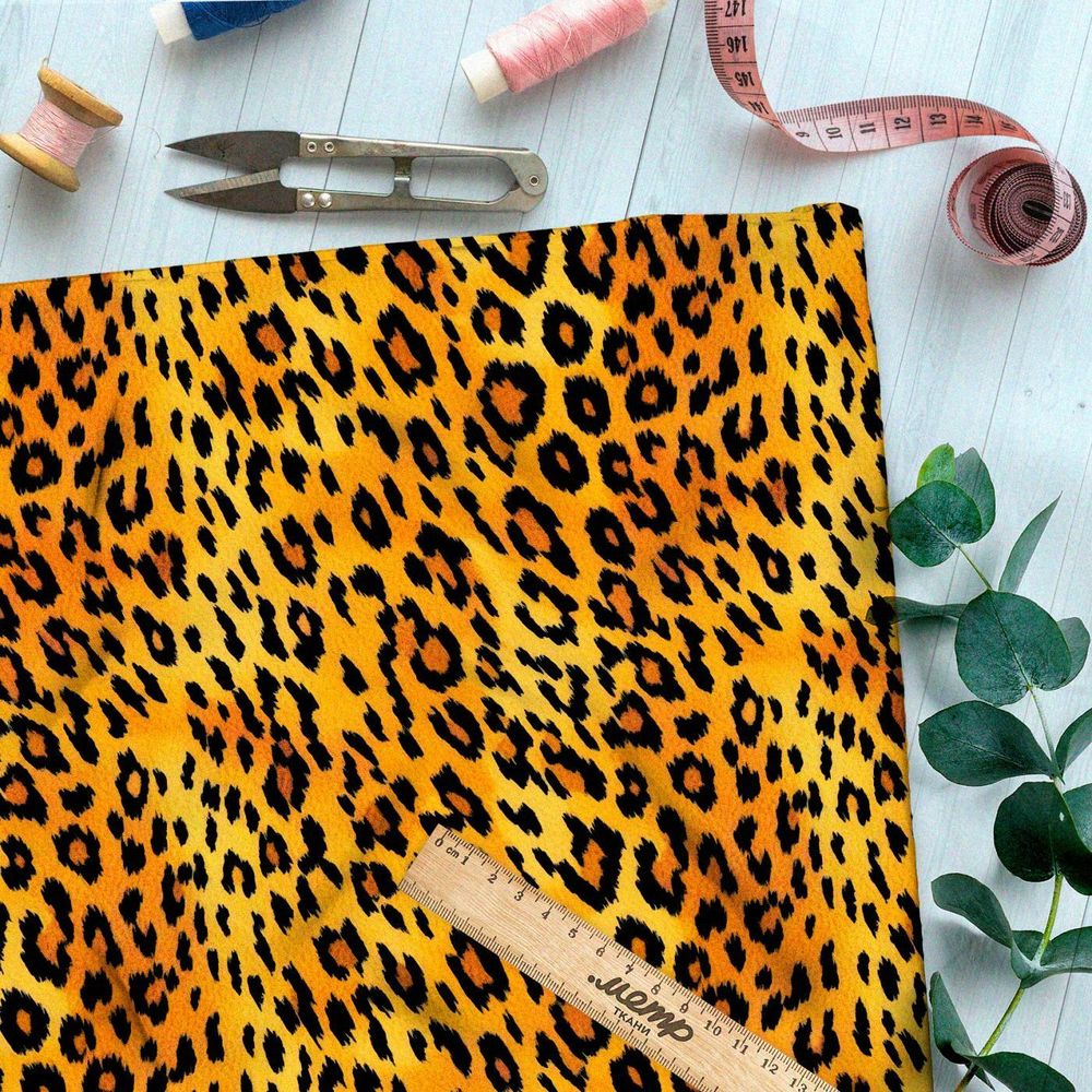 Ткань премиум флис звериный леопардовый принт