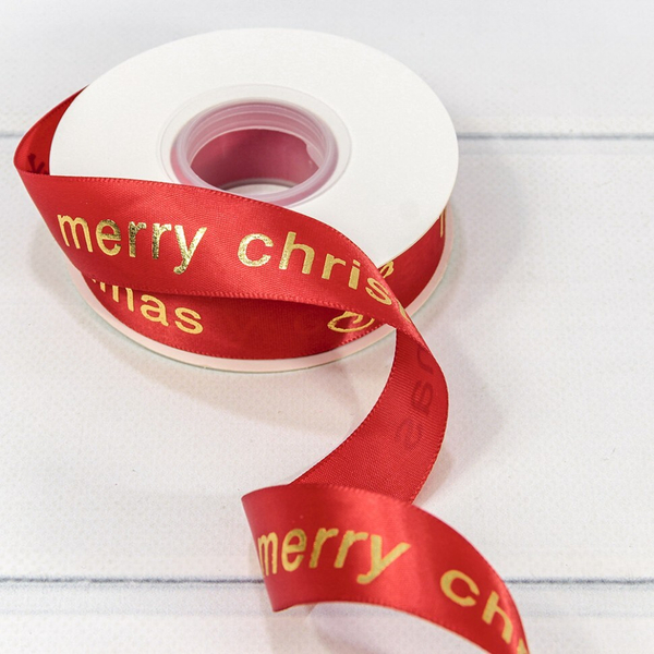 
          Лента 2.5 см х 23 м "Merry Christmas" Атласная (Красный)